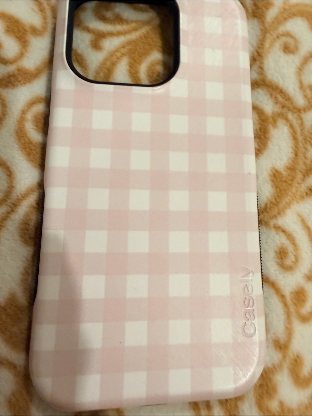 Casely Pink Gingham Phone 14 Pro Case - Soft Pink